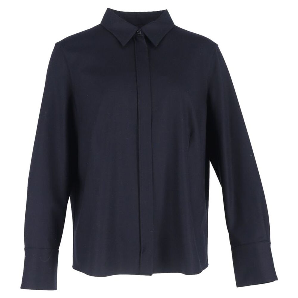 Akris Long Sleeve Shirt in Black Wool